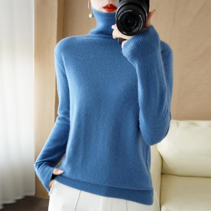 Women's Heap Neck Undercoat Autumn and Winter High Neck Sweater Loose