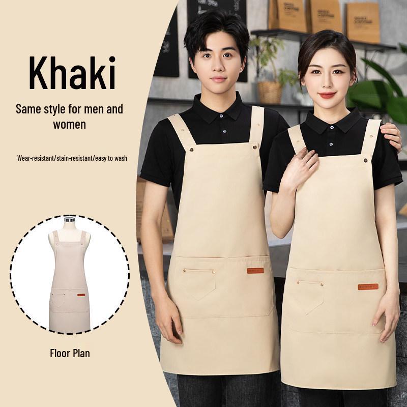 Waterproof Catering Apron Set: Logo-Print Apron, Oil-Proof Sleeves, Hat for Milk Tea and Coffee