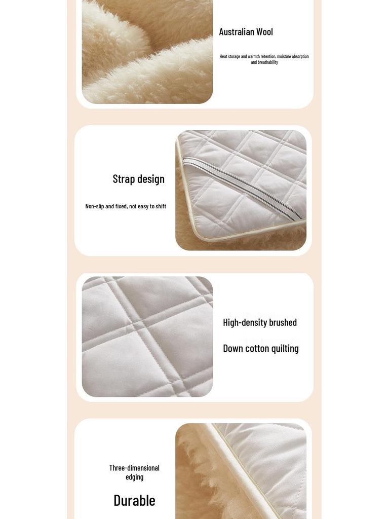 Wool Mattress Pad: Thick Lambswool Blanket for Winter Bedding