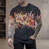 Men Plus Size Round Neck Short Sleeve T Shirt Black Base Dark Gothic Cross Skull Print Street Tops