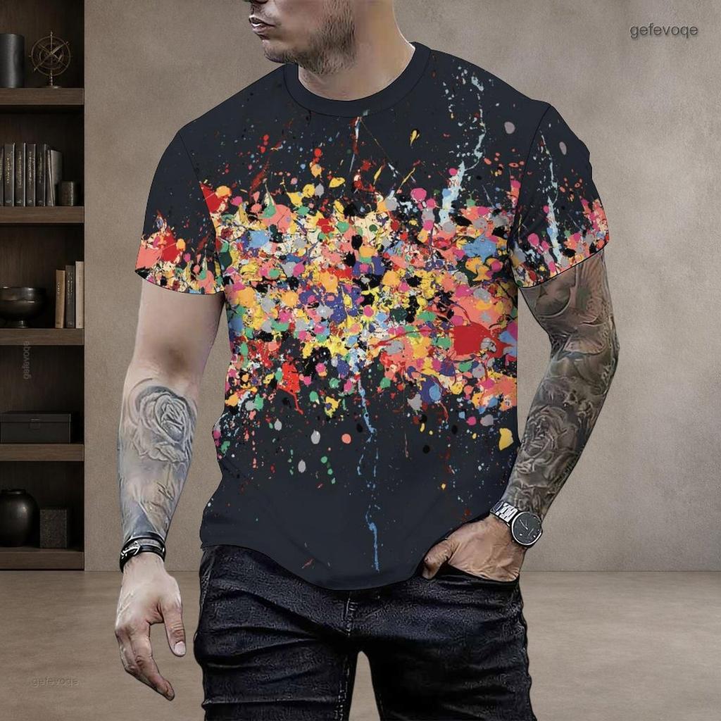 Men Plus Size Round Neck Short Sleeve T Shirt Black Base Dark Gothic Cross Skull Print Street Tops