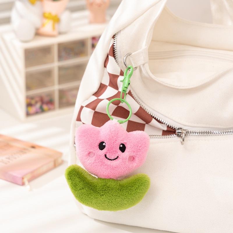 Cartoon Simulation Sprinkler Kettle and Flowers Tulips Lucky Grass Doll Plush Toys Schoolbag Pendant Keychain