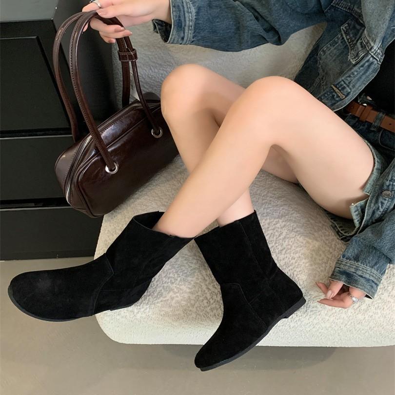 Flat-bottomed French retro matte leather Birkenstock short boots women's boots autumn 2025 new models