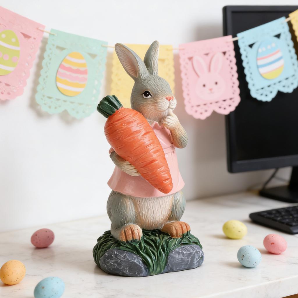 Harz Ostern   mit Karotte Süßer Hase Harzfigur Entzückend   Dekoration für Zuhause