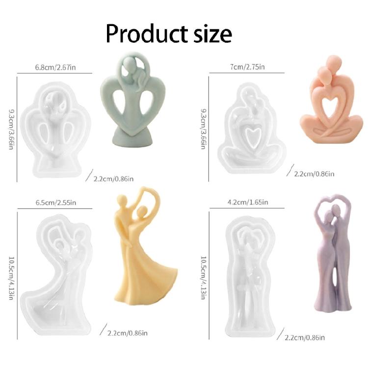 Flexible Figure Casting Forms, 4 Piece Couple Theme Set for Candle Projects with Gypsum Epoxy and Paraffin Pouring Use for Display Work