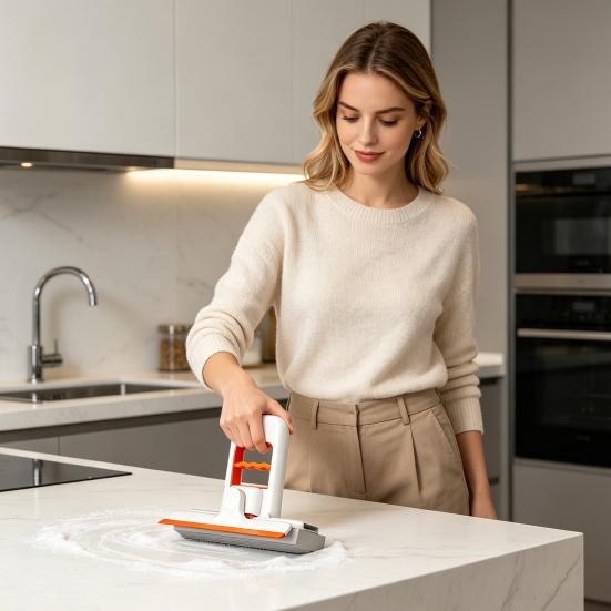 Desktop Mop Mini Folding Table Mop with One-Handed Squeeze Handle Replaceable Cotton Head Deep Groove Absorption Household Cleaning Mop