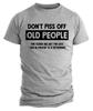 Mens Don't Piss Off Old People T Shirt Gift Gifts for Grandpa Shirts Sarcasm Tee