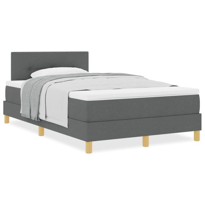 VidaXL Lit avec Sommier et Matelas Gris Foncé 120x200 cm Tissu 3338910