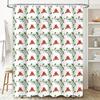Red Floral Shower Curtain Printed with Green Vine Pattern Decorate Your Bath in Style