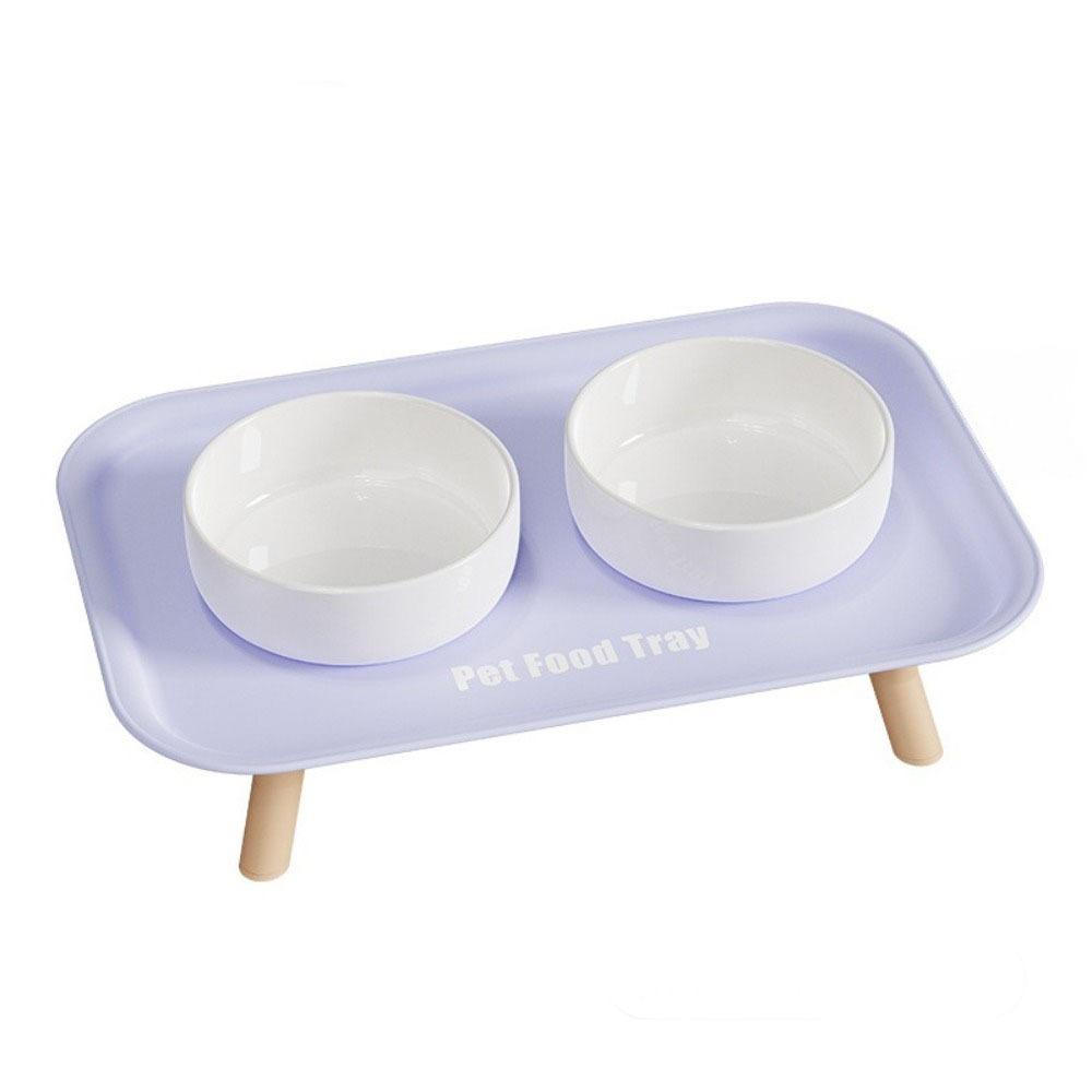 Large Capacity Pet Double Bowl Anti-Splash Anti-Flip Ceramic Cat Bowl Ceramic Double-Way Pet Food Water Feeder Dog Feeder фиолетовый