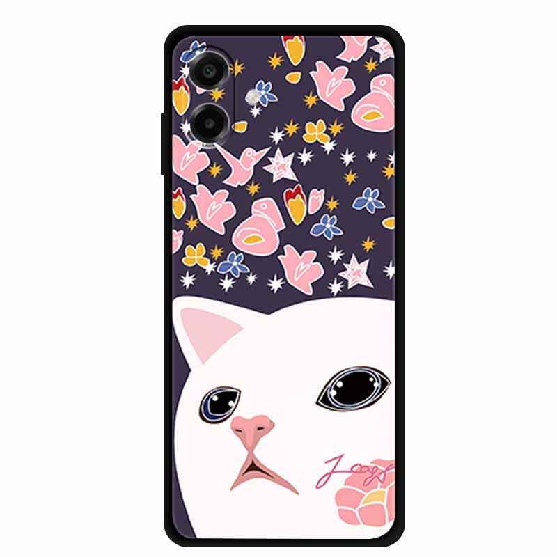 3D Silicone Case For Samsung Galaxy A07 4G Case Relief Emboss Flowers Black Soft Back Cover Coques For Samsung Galaxy A17 Cases