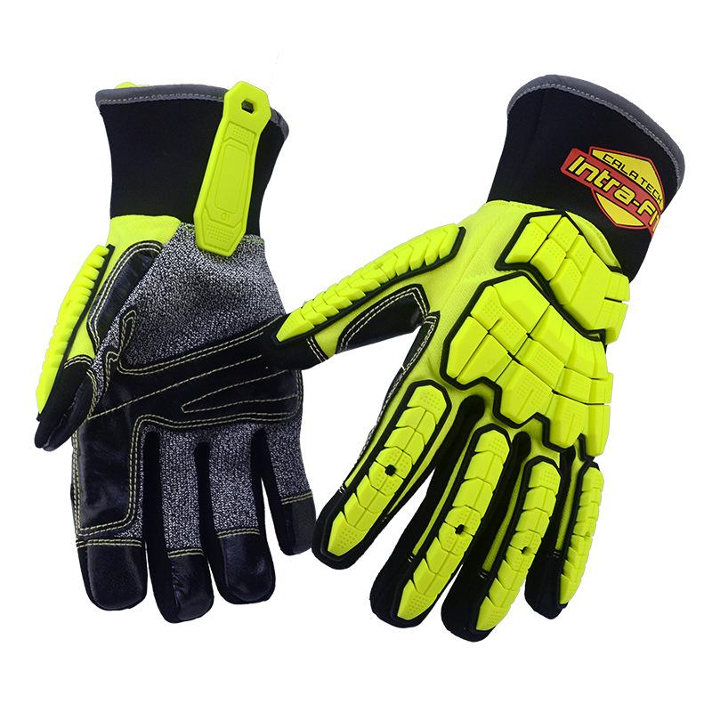 Multi-Functional Heavy-Duty Rescue Gloves with TPR Impact Protection Anti-Cut Anti-Slip Anti-Vibration for Rescue Workers (Fluorescent yellow,L) флуоресцентный желтый