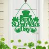 Happy St. Patrick's Day Hanging Sign Glitter Green Home Door Party Festival Wall Lucky Decoration Irish Clover Shamrock Dec N2T3