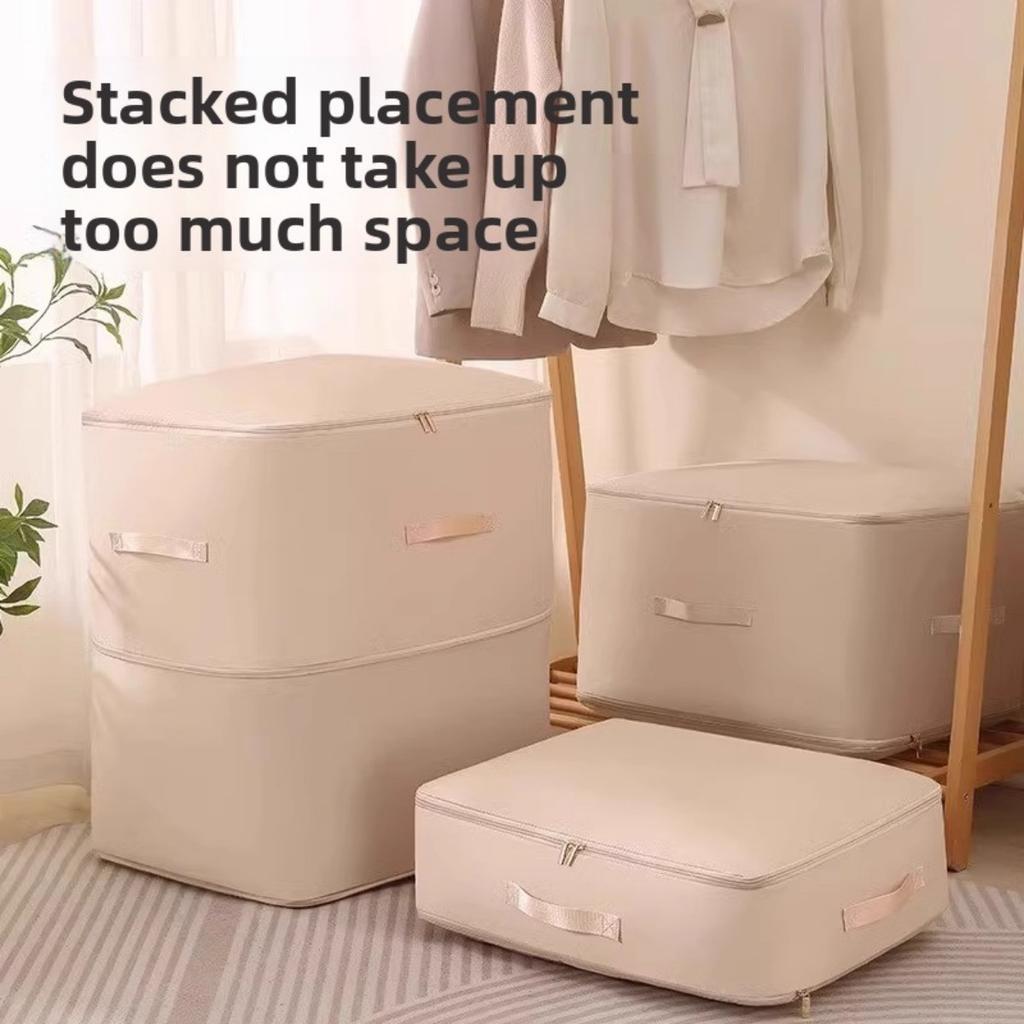 Space Saving Self Compressing Storage Bag - Large Capacity Durable Storage Bag, Dustproof Polyester Material Double Zipper Design, Linen Storage Bag