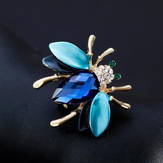 Lady Brooch Bee Shape Rhinestone Decor Anti-slip Shoulder Bag Suit Coat Collar Hat Scarf Clothes Pin Party Prom Bride