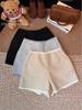 Dicke Damen-Wollshorts mit hohem Bund, weitem Bein und A-Linie - Herbst/Winter 2025