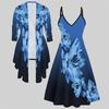Conjunto de Vestido y Abrigo Impreso en 3D, Combinación de Dos Colores con Diseño Sencillo, Estampado de Moda, Adecuado para Diversos Escenarios y Estilos de Moda