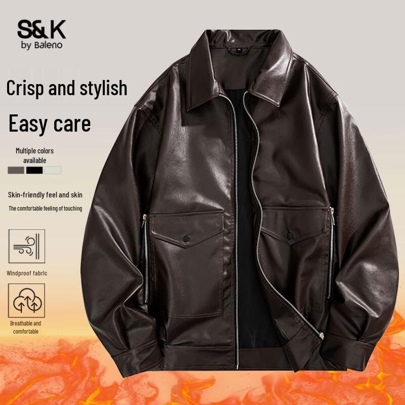 Унисекс Ретро Куртка из Искусственной Кожи Baleno Серия S&K L