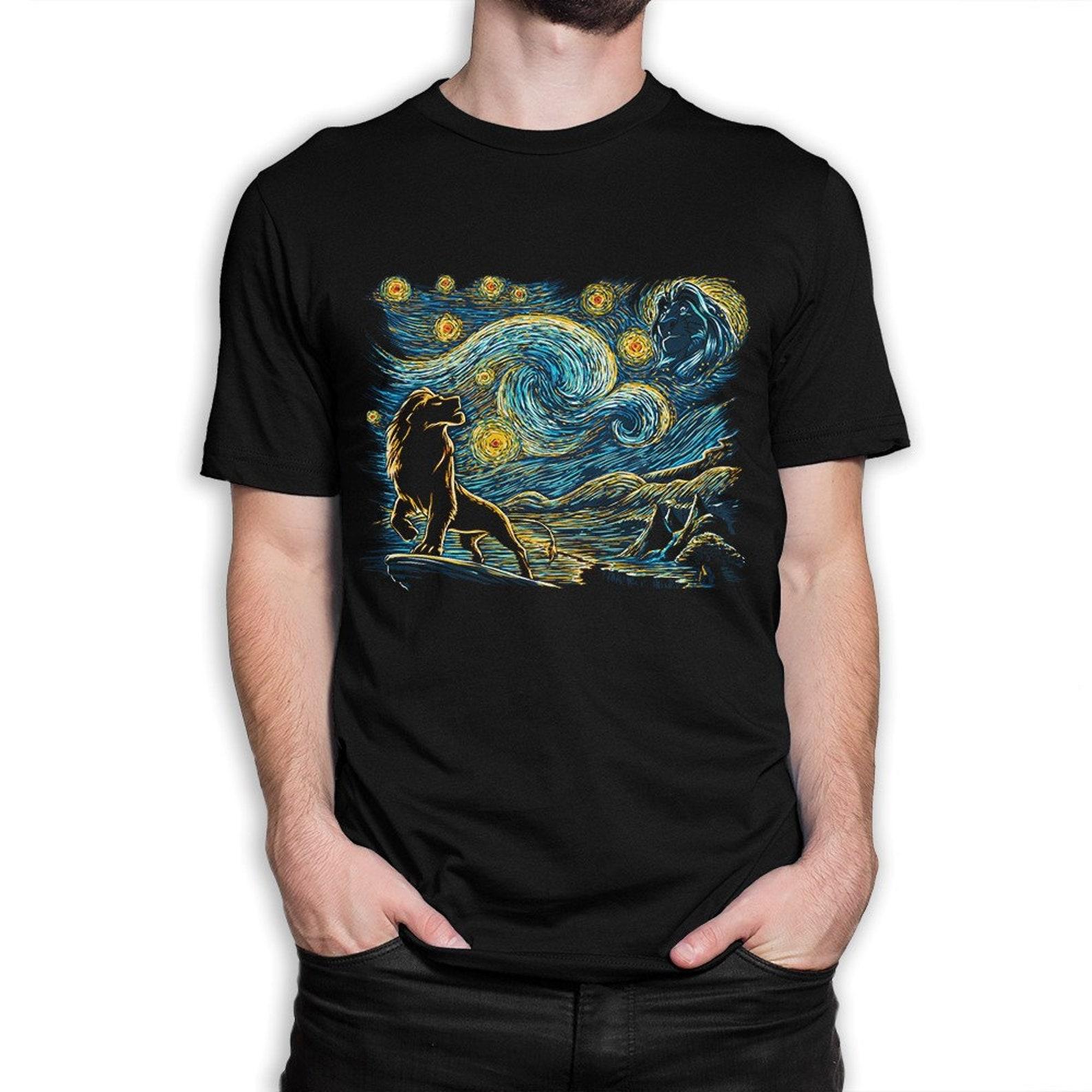 The Lion King Starry Night T-Shirt, Vincent van Gogh Style Shirt (drsh-214) 2XL