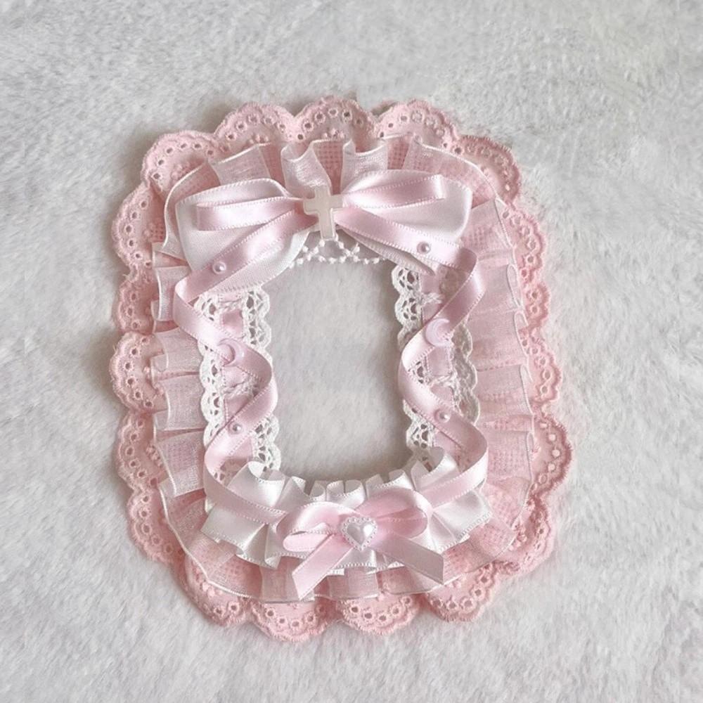 

Sweet DIY Plush Card Holder with Ribbon Anime Lace Photocard Case Handmade Idol Display Photo Protector Case Card