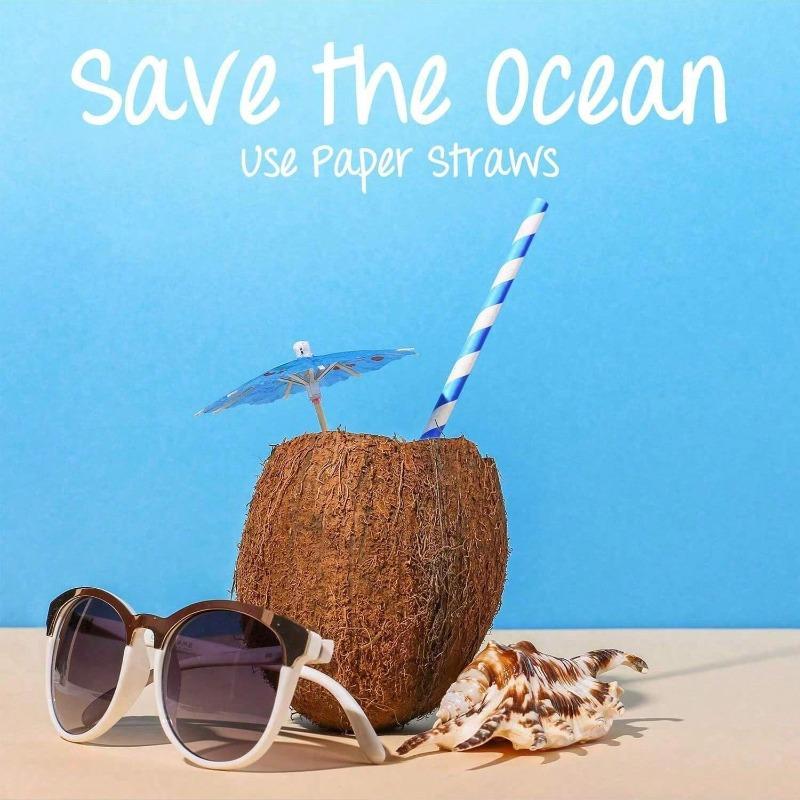 Paper Straws - Striped Straws In 16 Colors, Friendly - Non-Soggy Paper Straws