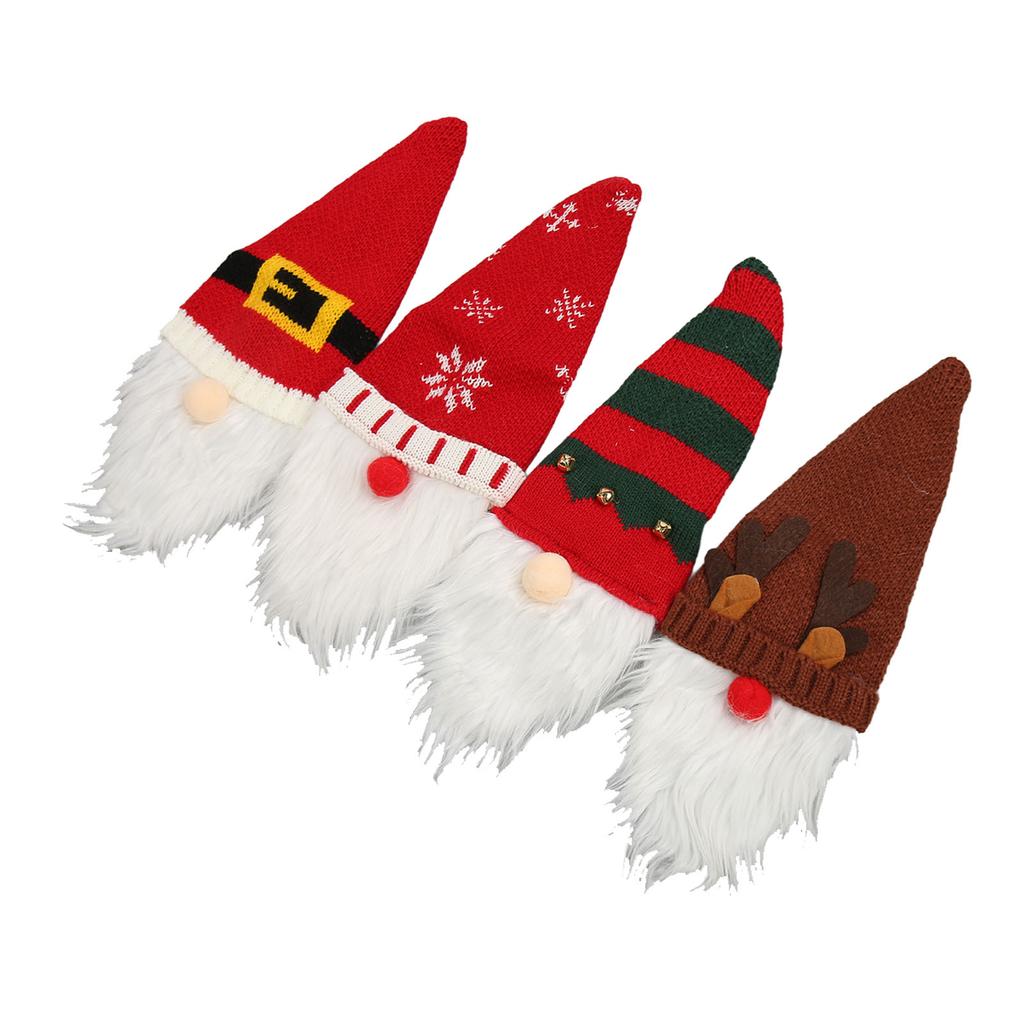 4Pcs Christmas Gnome Wine Bottle Cover Decorative Christmas Wine Bottle Cover Topper for Christmas Party Dining Table