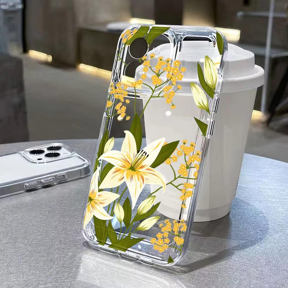 Cute Little Daisy Flowers Clear Phone Case for iPhone 17 Pro Max 16 15 Pro 14 13 12 11 XR XS 17Air 16 Plus Silicone Cover