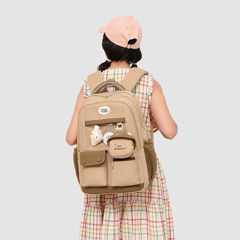 Contrast Color Student Backpack Large Capacity Schoolbag Women's Backpack