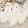 5Pairs Womens Velvet Mid-tube Socks Cute Cartoon Pattern Socks Autumn Winter Thickened Warm Sleep Socks 5Pairs