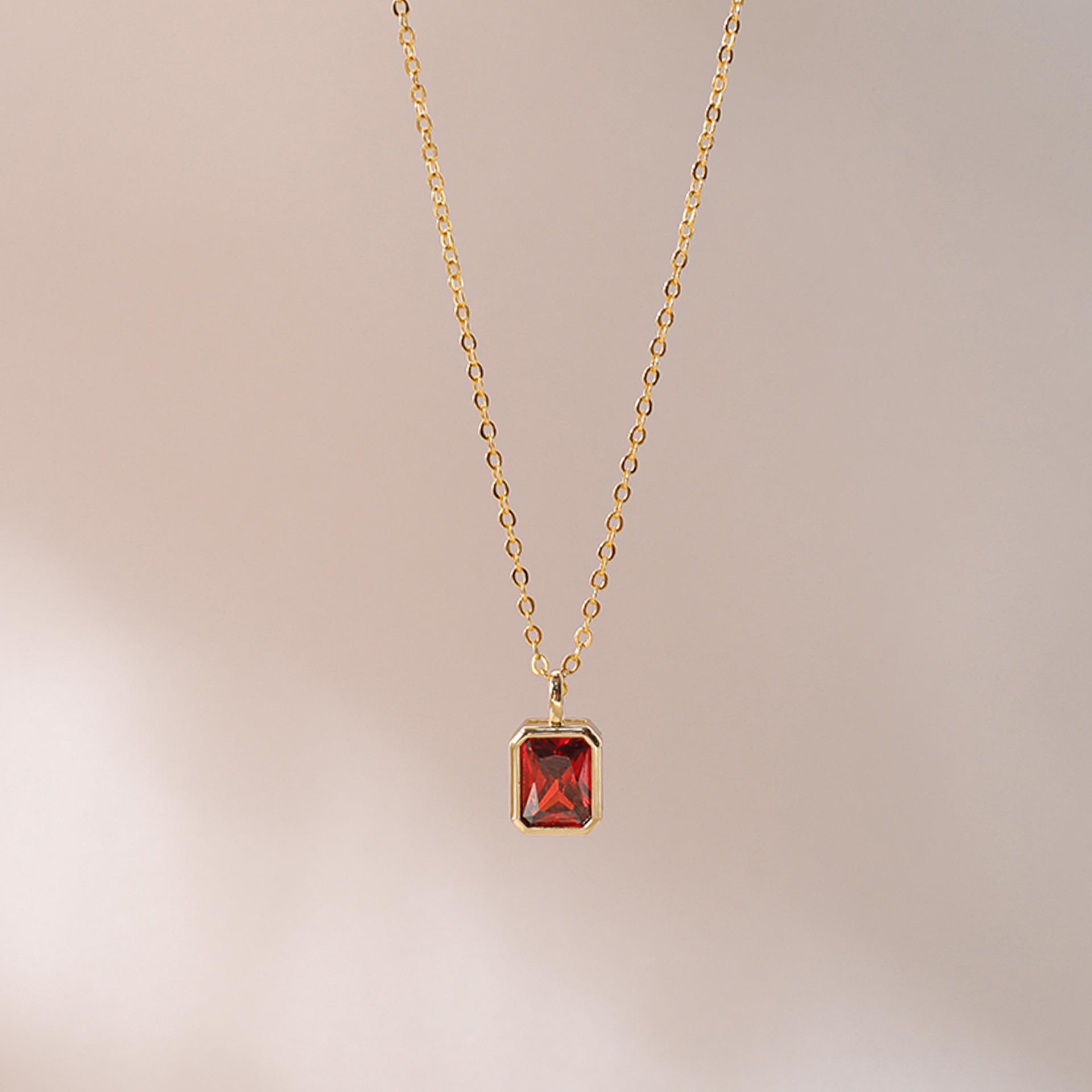 

Декабрьский камень рождения, квадратная подвеска, ожерелье, дизайн «капля воды», медь, гальваническое покрытие золотом 18 карат, аксессуары-цепочки для ключиц. Copper [Electroplated Real Gold]