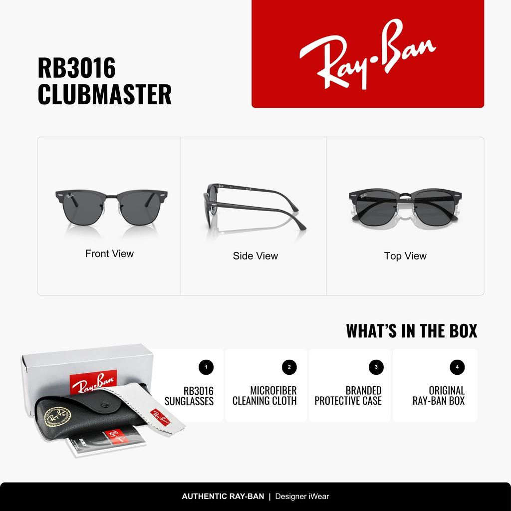 sunglasses RB3016 CLUBMASTER BLACK 49 1367B1 GREY ON polarized Ray-Ban