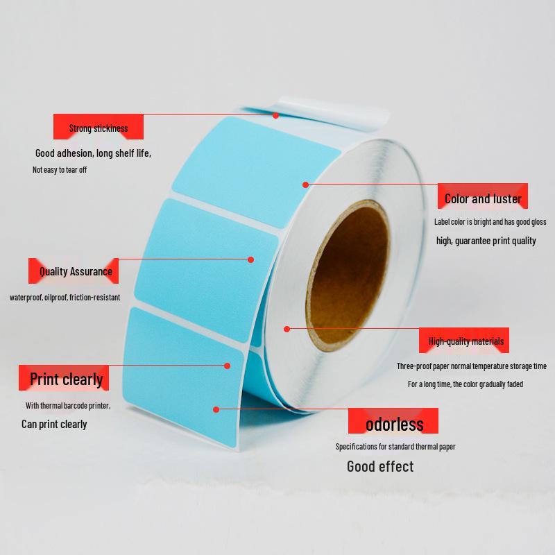 Three-Proof Self-Adhesive Colored Barcode Thermal Paper (100, 60, 50, 40, 30 Labels)