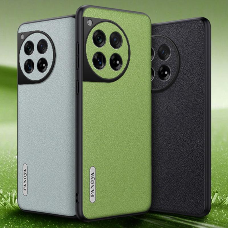 Luxury PU Leather Case For OnePlus 12 12R 5G Back Cover Matte Silicone Shockproof Full Protection Phone Case For One Plus 12 R