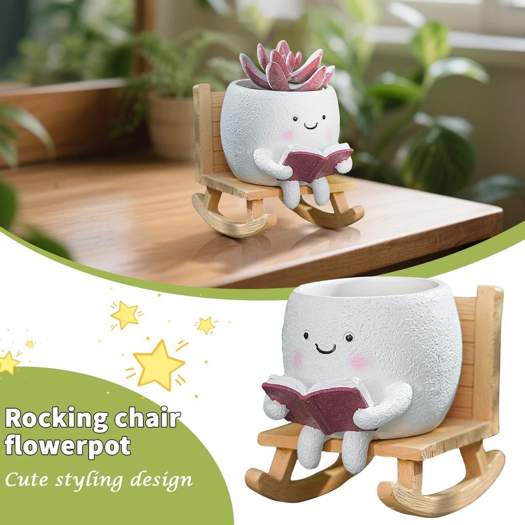 Rocking Chair Flowerpot, Suitable For Both Indoor And Outdoor Plants, Fun Vase Adds