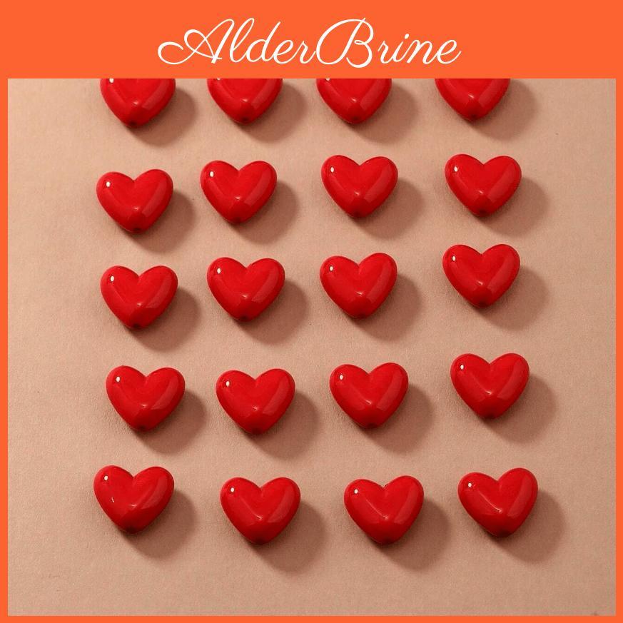 3d 50pcs Acrylic Glossy Red Heartshaped Beads Craft Supplies For Diy Necklaces Earrings Bracelets Keychain Pendants For Jewelry Making