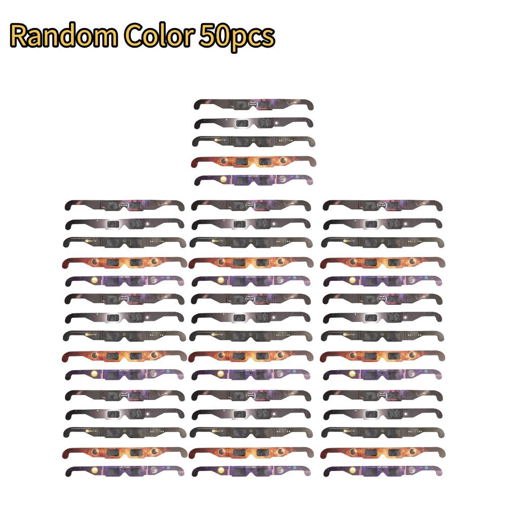 

50pcs Paper Solar Eclipse Glasses Anti-uv Viewing Glasses Safe Shades Observation Solar Glasses Protect Eyes Random Color