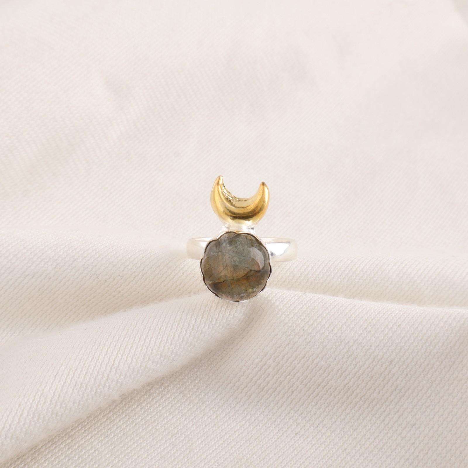 

Круглый Лабрадорит Драгоценный камень Стерлинговое серебро Новое Полная Вечность Этническое Кольцо Ювелирное изделие RR-58-25 15