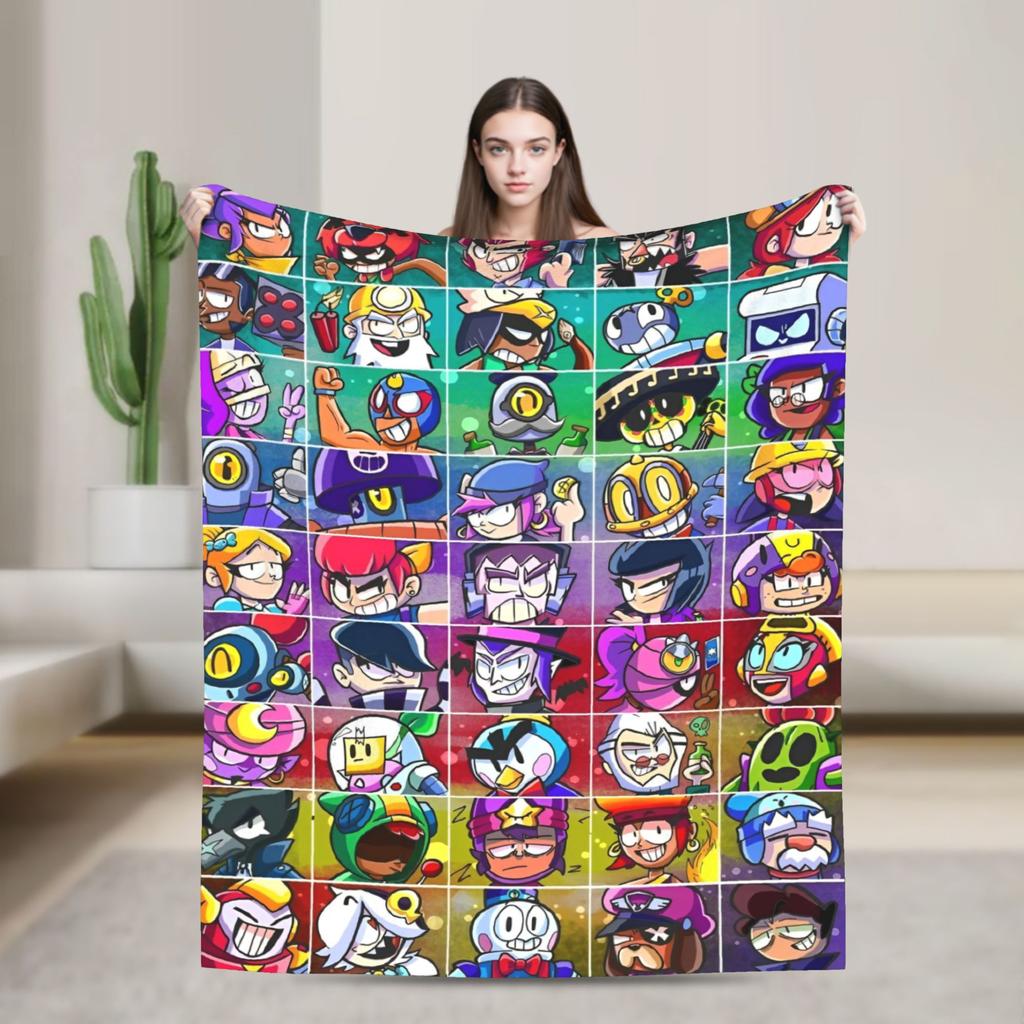 Emz Spike Squeak-Brawlld Blankets Cartoon Game Flannel Funny Warm Throw Blanket for Home Summer