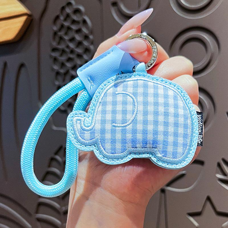 Grid Fabric Leather Animal Light Luxury Bag Pendant Cute Cartoon Leather Pony Keychain Small Gift