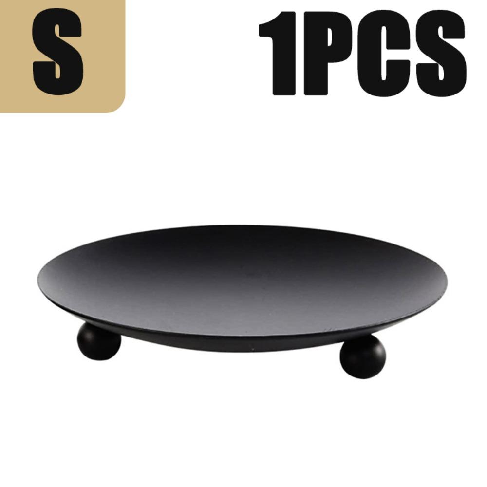 

1Pc Tray Base Decorative Candlestick Golden Color Candle Stand Elegant Candle Holders Home Decor black S 1pc
