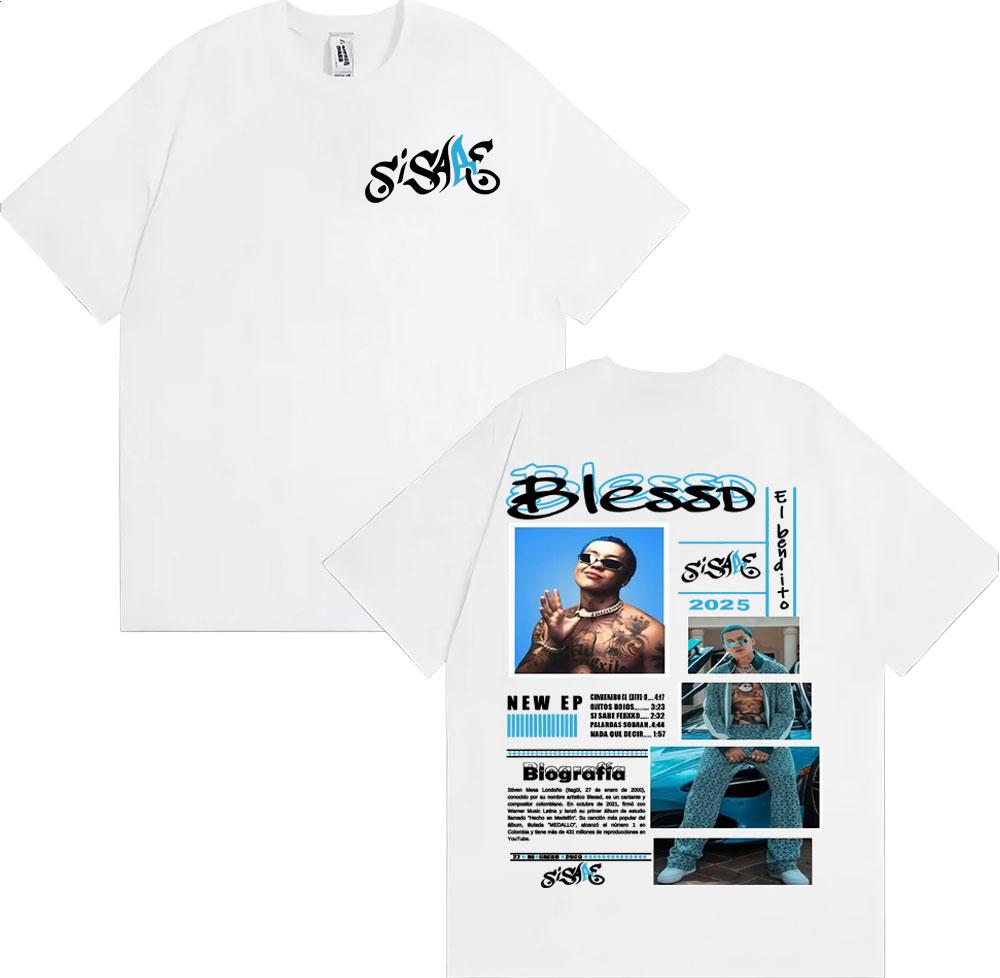 Rapper Blessd Si Sabe Album Tour 2025 Merch T Shirts for Unisex Fashion Vintage Hip Hop Tshirt Male Oversized Short Sleeve T Shirt