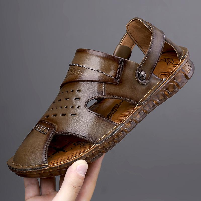 

Мода Мода Повседневные Кожаные Мягкая Подошва Уличные Пляжные Мужские Сандалии Лето Дизайнер Новые Мягкая Кожа Перфорированные Мужские Шлепанцы Zapatos 44