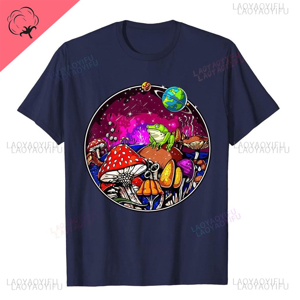 Zauberpilze Psilocybin Pilze Shrooms Lässige T-Shirts Premium Baumwolle Herren Oberteil T-Shirts Slim Fit Neueste Sommer Kurzarm