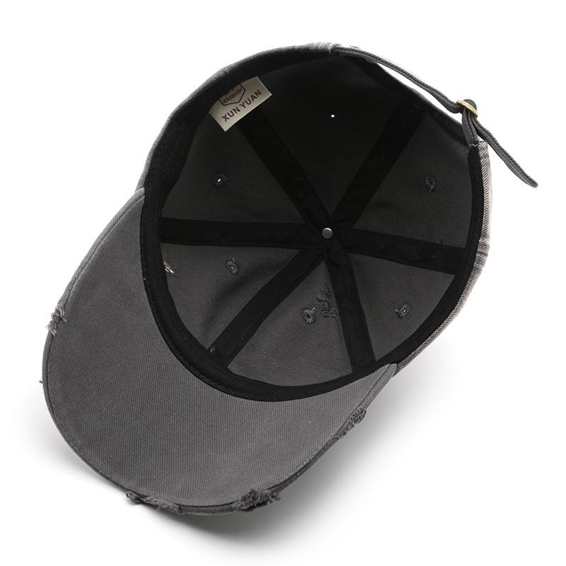 Japanese retro women's autumn and winter washed holes solid color light board baseball cap outdoor men's travel sun protection shade cap