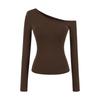 Women's Spicy American One-Shoulder Long-Sleeve Padded Crop Top - Autumn 2025