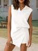 Womens Summer Tennis Skort Set Half Zip Sleeveless Top and Athletic Skirt