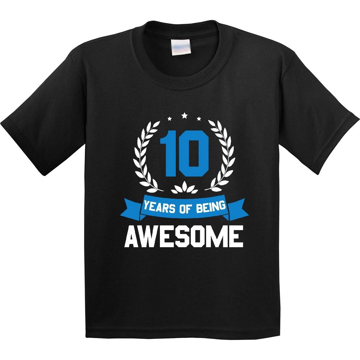 Inktastic 10 Years Of Being Awesome Birthday Youth kids boys T-Shirt Birthdays Tenth 10th 100
