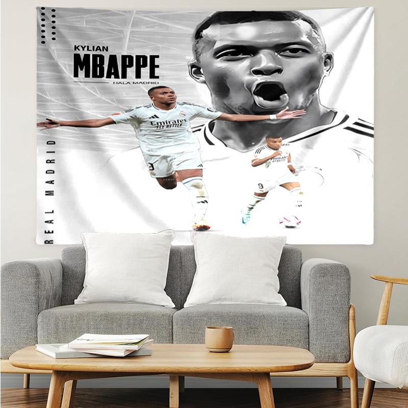 Kylian Mbappé Tapestry for Bedroom Aesthetic Classroom Tapestries Wall Hanging for Living Room Dorm Office,Ideal Creative Gift