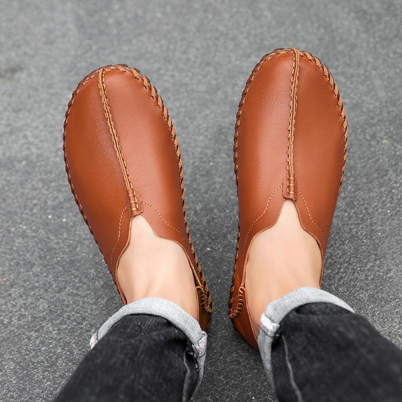 Handmade Genuine Leather Men Shoes Soft Casual Leather Shoes Men Loafers Comfortable Moccasins Men Flats Shoes