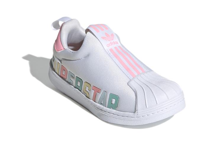 adidas Originals Superstar 360 X Comfortable Breathable Low Top Skateboard Shoes White Pink Children Aged 3 7 Years Old FV7231
